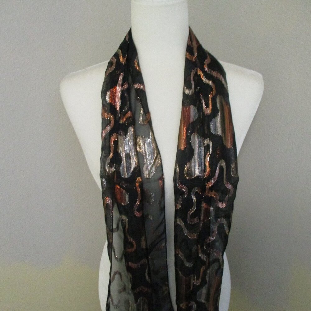 1990s black metallic scarf